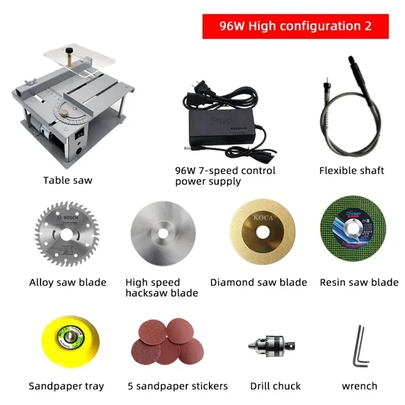 Mini Sierra de mesa para manualidades, sierra de corte de Metal, 96W, profundidad de corte ajustable, fuente de alimentación de 7 velocidades, sierra de mesa de corte portátil