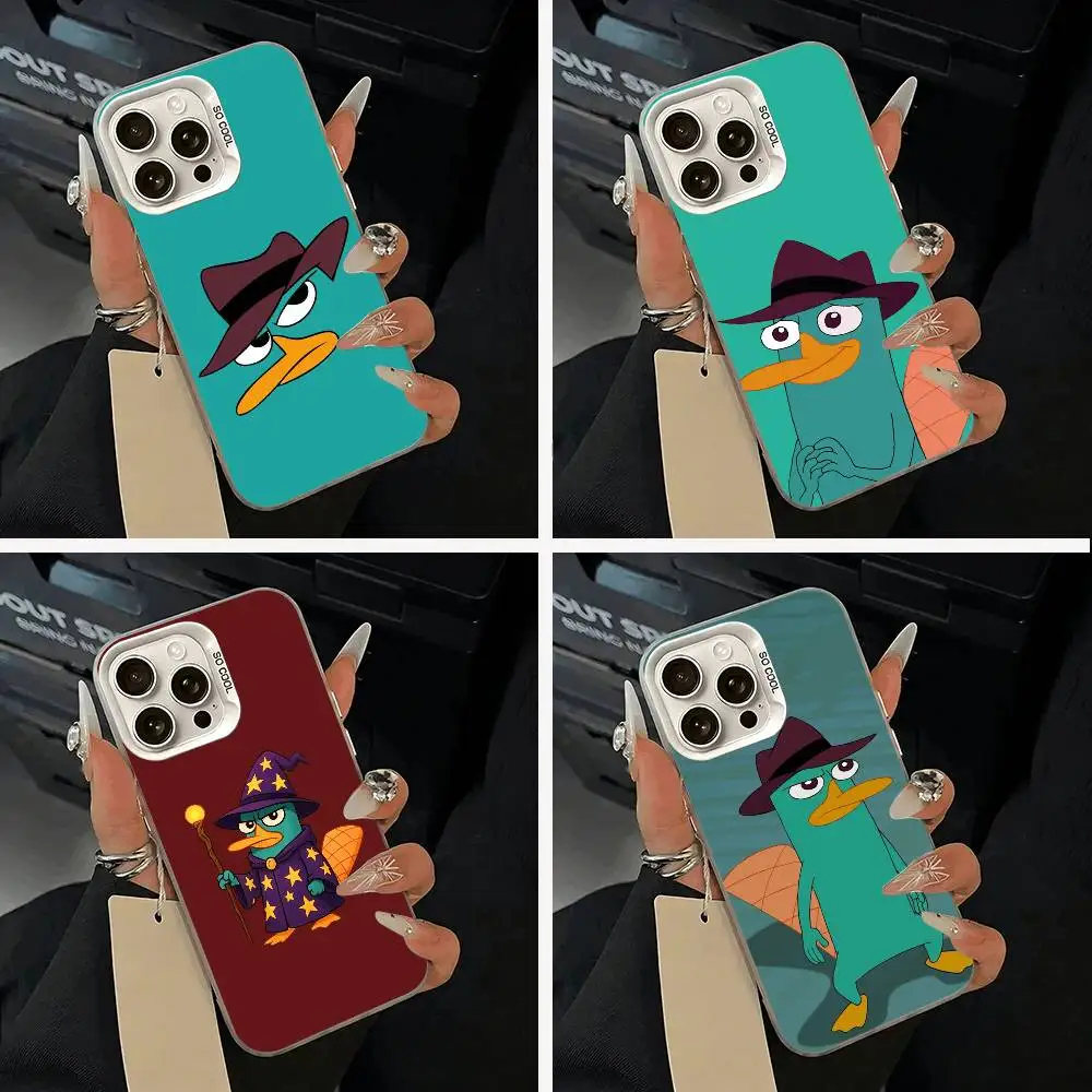 

P-Perry The P-Platypus Phone Case For iPhone 17,16,15,14,13,12,11 Plus,Pro Max,XS,white silver phone case