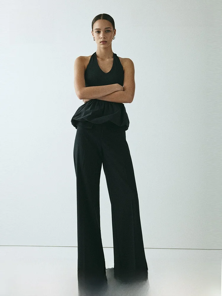 

H&M Summer New Women's Suit Pants 1326072 Elegant Professional Fashionable High Waist Straight Leg Trousers for Women