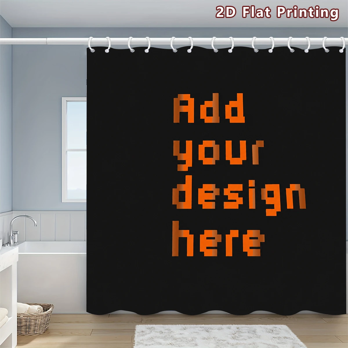 Customizable Shower Curtain Featuring Your Own Photo, Logo, Or Text for Bathroom Decor. Comes with Hooks, Easy to Set Up