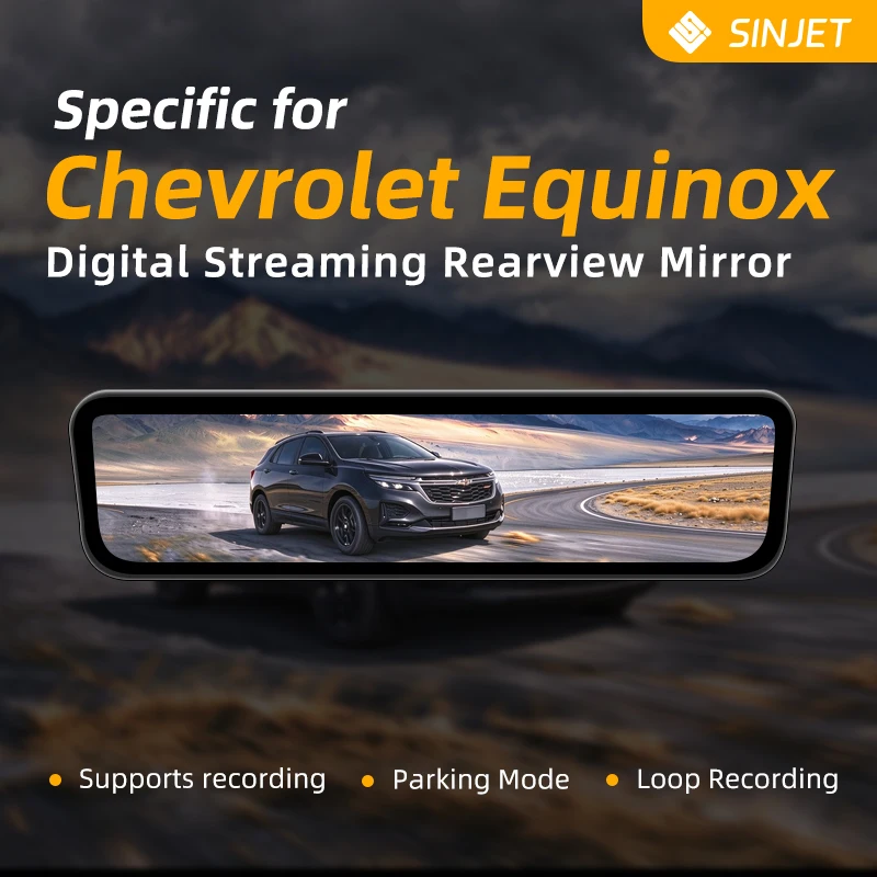 SINJET For Chevrolet Equinox Digital Signal Car Electronics Rearview Mirror HD Front & Back Dual Camera Night Vision Dash Cam