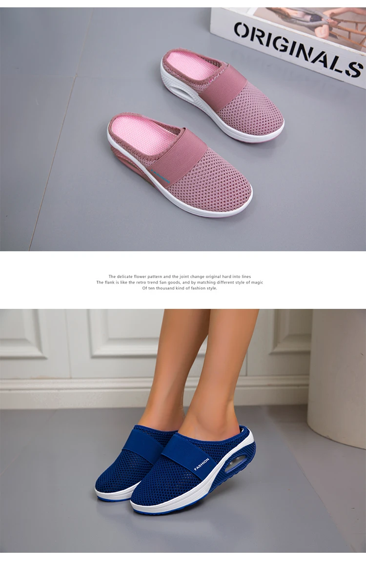 2025, Sommer europäische und amerikanische große Baotou-Halbhausschuhe für Damen, Mesh, ohne Absatz, Slip-on-Damenschuhe, flache Schuhe – Detail 28