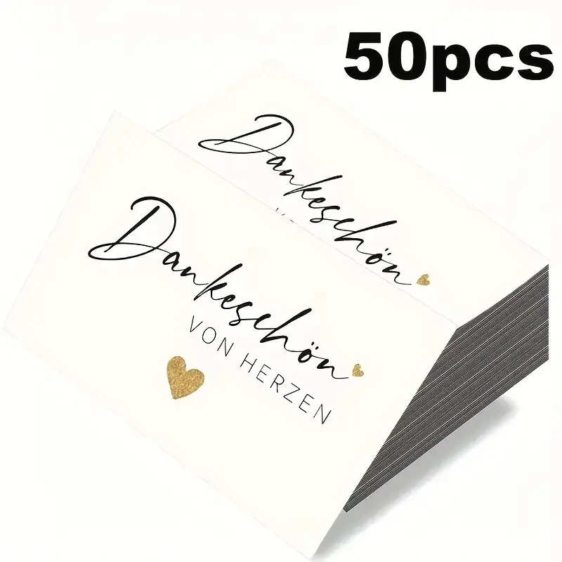 

50 шт. немецких простых благодарственных открыток для ежедневной упаковки, декоративных украшений, с местом для рукописного сообщения, Danke Karte для малого бизнеса