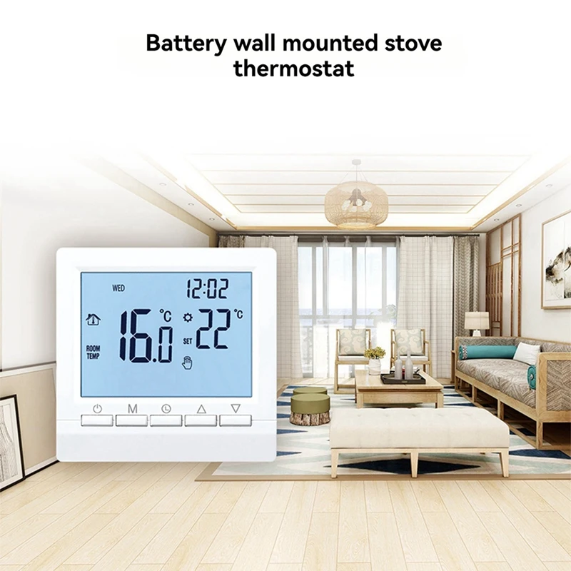 Programmable Digital Thermostat 3A Weekly Room Temperature Controller For Efficient Home Heating White Backlight