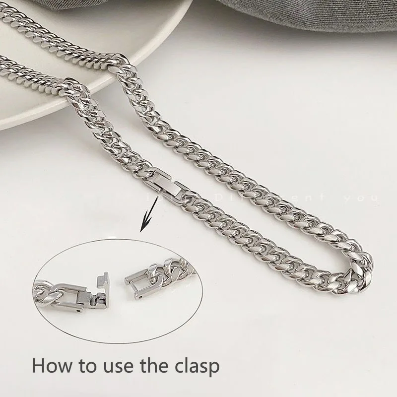 6/8 MM Stainless Steel Cuban Chains Necklace for Men Women Hiphop Punk Neck Chains Classic Cuba Necklaces Male Steel Chains New