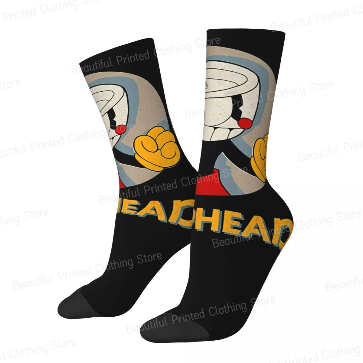 

Cuphead Circle Shadow Profile Vintage Men Women Happy Socks Cycling Novelty Four Seasons Stockings Gift