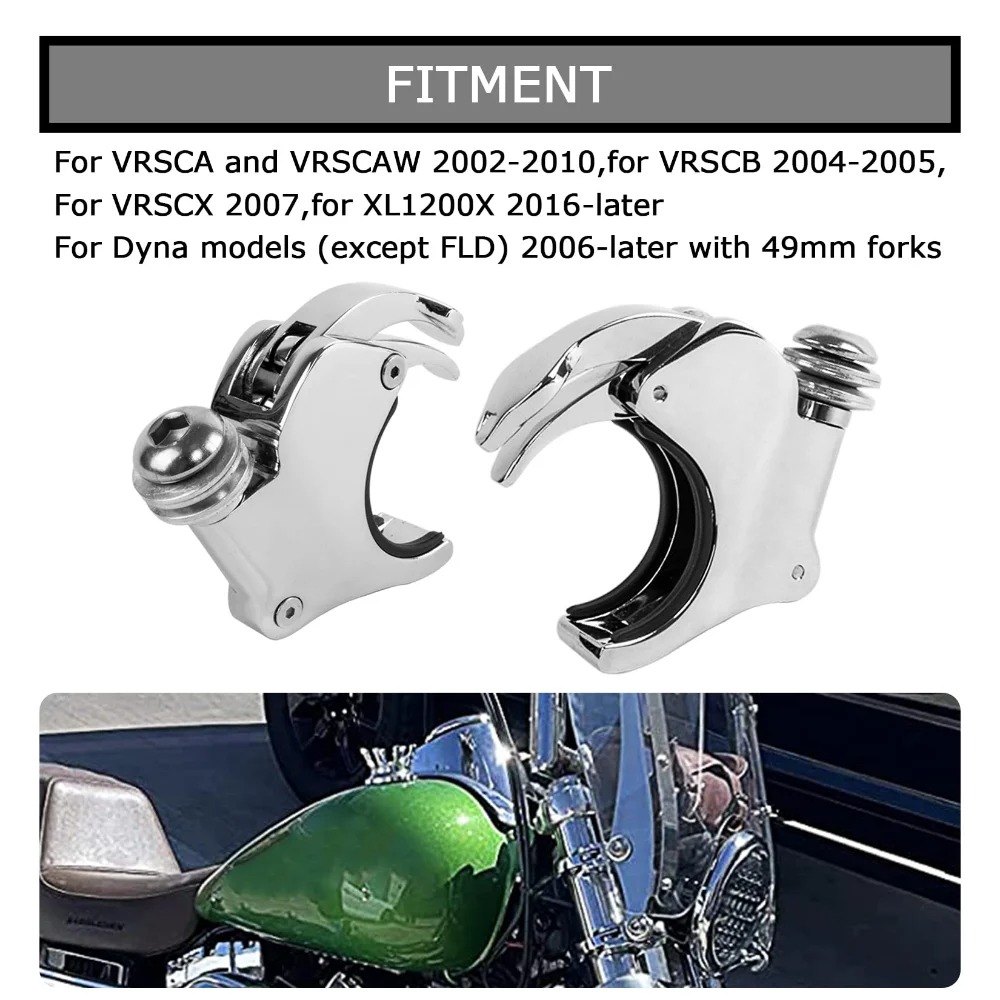 Motorcycle Accessory Removable 49mm Quick Release Windshields Windscreen Clip Clamps For Harley Street Bob Wide Glide 2002-2016