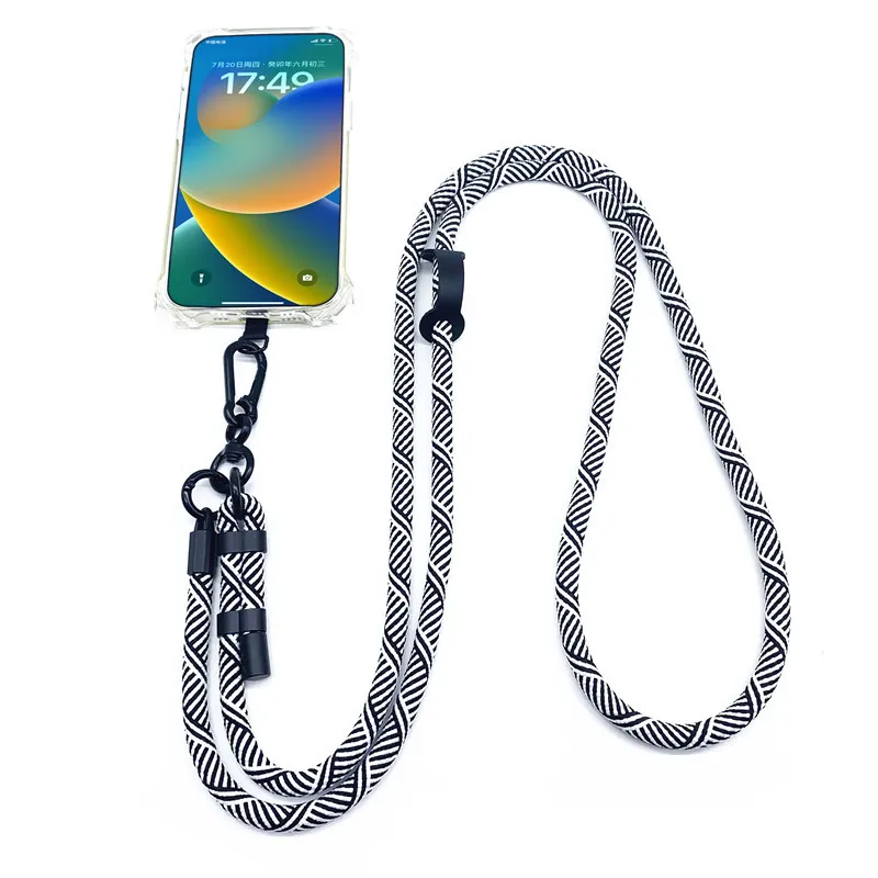 150cm*7mm  Adjustable Mobile Phone Lanyard Strap Anti-lost Phone Hanging Rope Neck Straps Outdoors Stable Lanyards Chain Patch