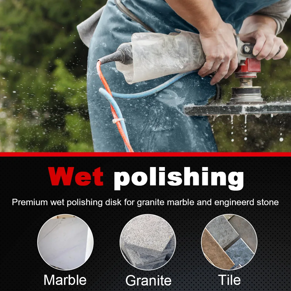 3 Passaggi1-3 #   Tamponi per lucidatura diamantati da 4 pollici Dischi abrasivi per levigatura in marmo, pietra di granito umido/secco, con supporto a gancio e anello da 100 mm