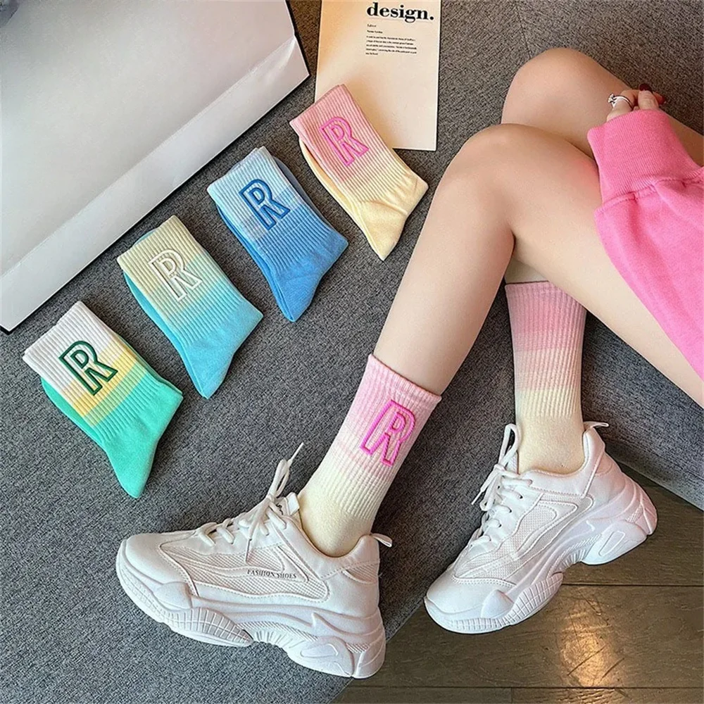 

Colorful Gradient Socks with Letter R - Stylish and Fun for Daily Wear