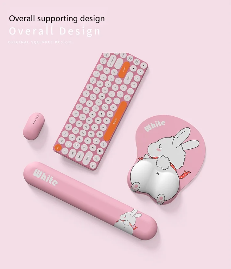 Niedliches Kaninchen-Handgelenkauflage-Mauspad Ergonomische Schreibtischunterlage für Büro und Gaming 5 Multi-Konfig-Optionen – Detail 3