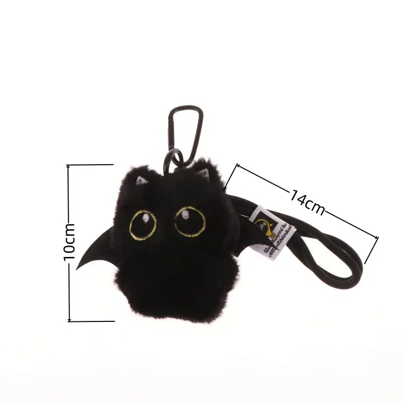 1 stuk 10 cm Ghost Wings Kleine Zwarte Kat Knuffel Pop Hanger Ins Grote Ogen Punk Tas Decoratie Voor Jongen meisje Verjaardagscadeautjes