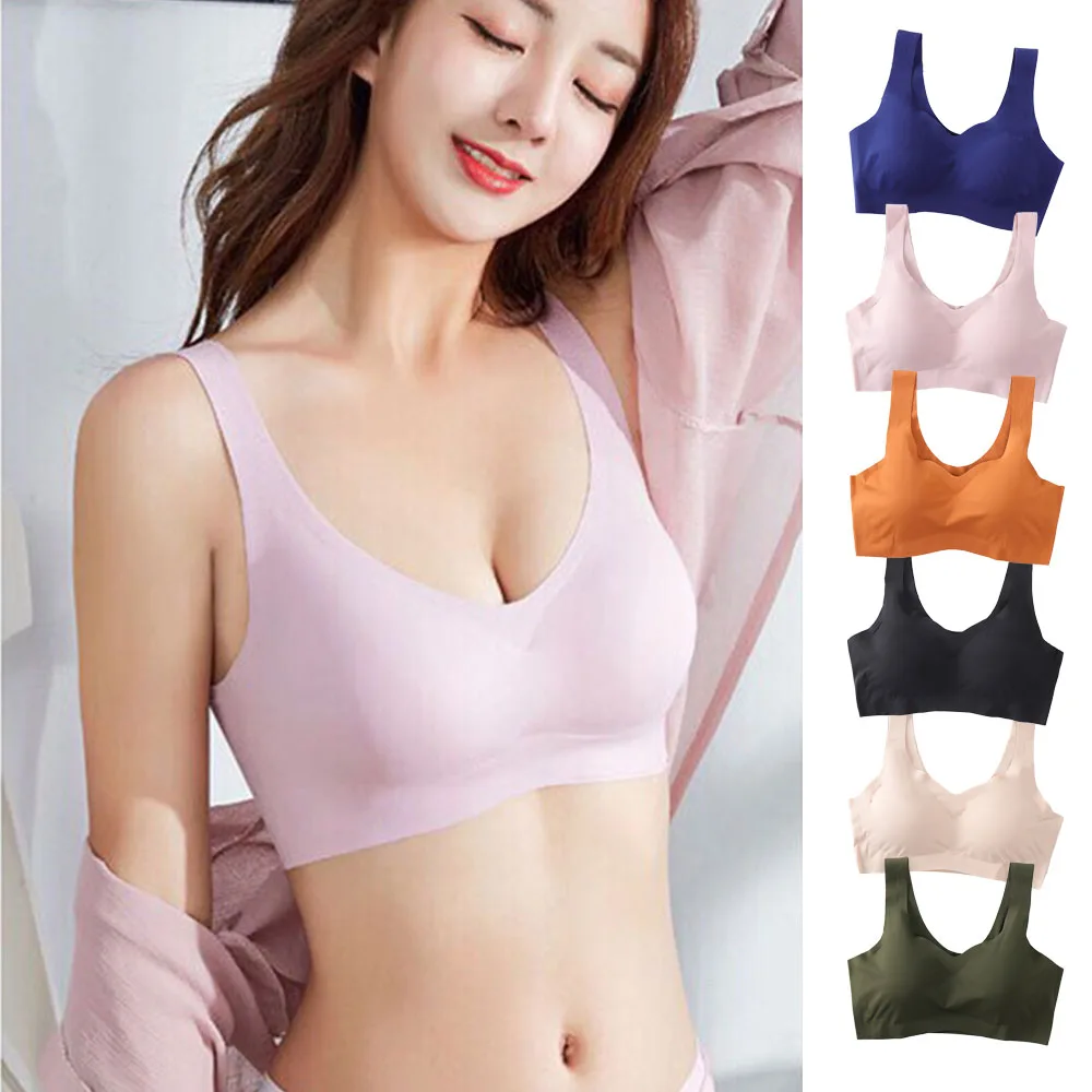 Soutien-gorge rembourré sans couture pour femme, bralette sans fil, yoga, course à pied, sport, coussretours de poitrine en verre Y