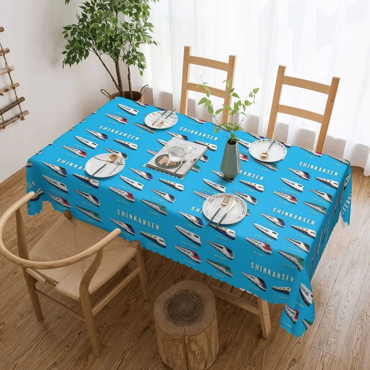 Japanese Shinkansen Bullet Trains Customized Rectangular Tablecloth Waterproof Table Cover for Dining Events Table Cloth