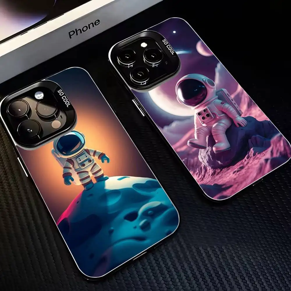 

Universe Cool Astronaut Space Phone Case For iPhone 16,15,14,13,12,11,Mini,Pro,MAX Black Matte Shockproof Cover