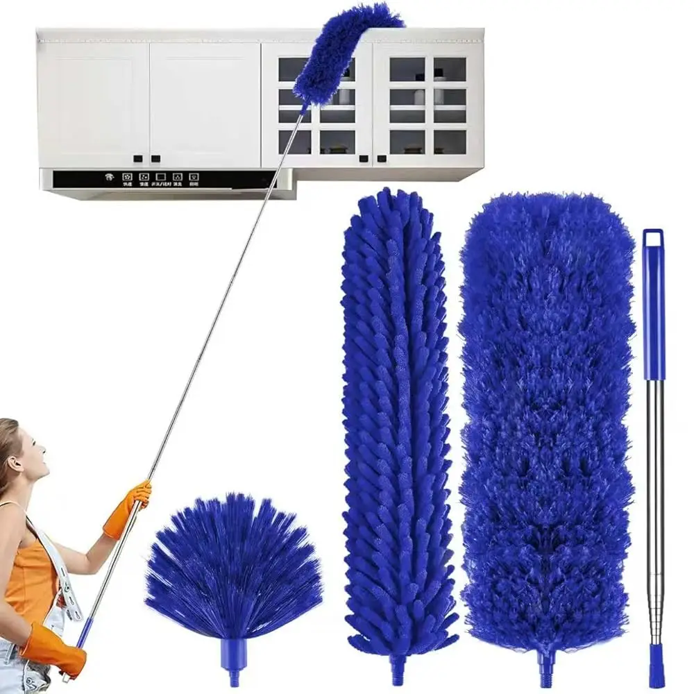 

4 Pcs Microfiber Cobweb Duster with 100-inch Extendable Pole, Washable and Reusable Feather Cleaning Duster Kit with 3 Duster