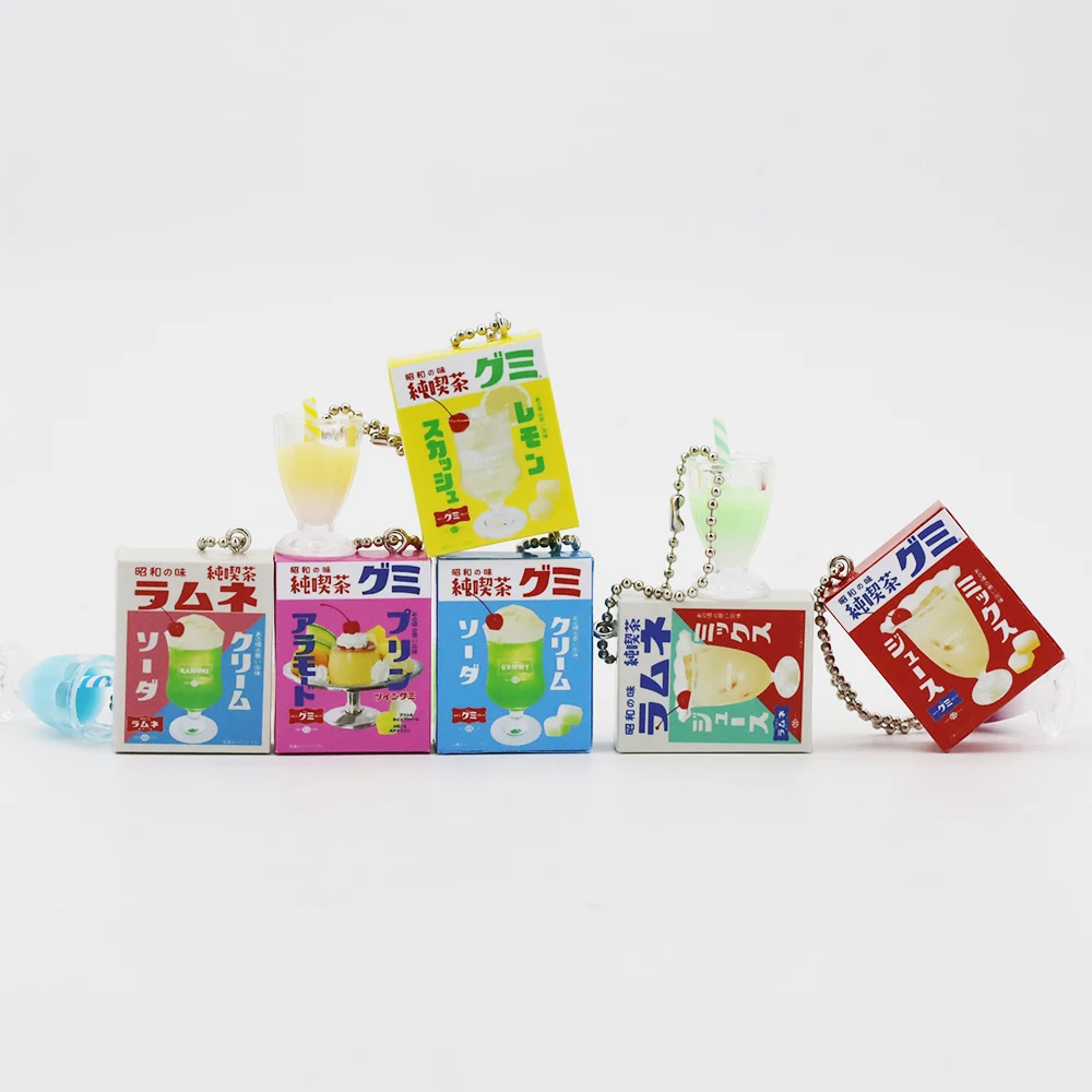 Juguete de comida en miniatura, simulación japonesa coreana Zhaohe, té puro, colgante de la serie de gomas de refrescos de verano