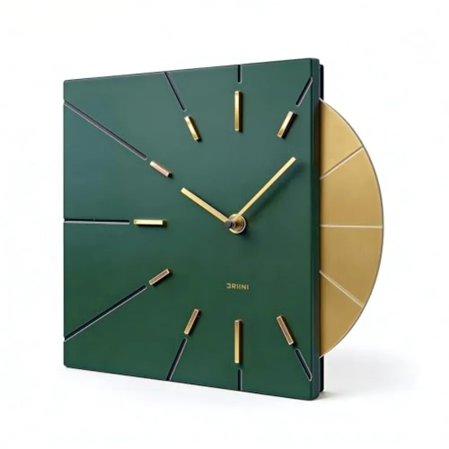 

Настенные часы в стиле Mid-Century Modern - квадратные часы с декоративным золотым акцентом - уникальные и стильные часы на батарейках - MCM D