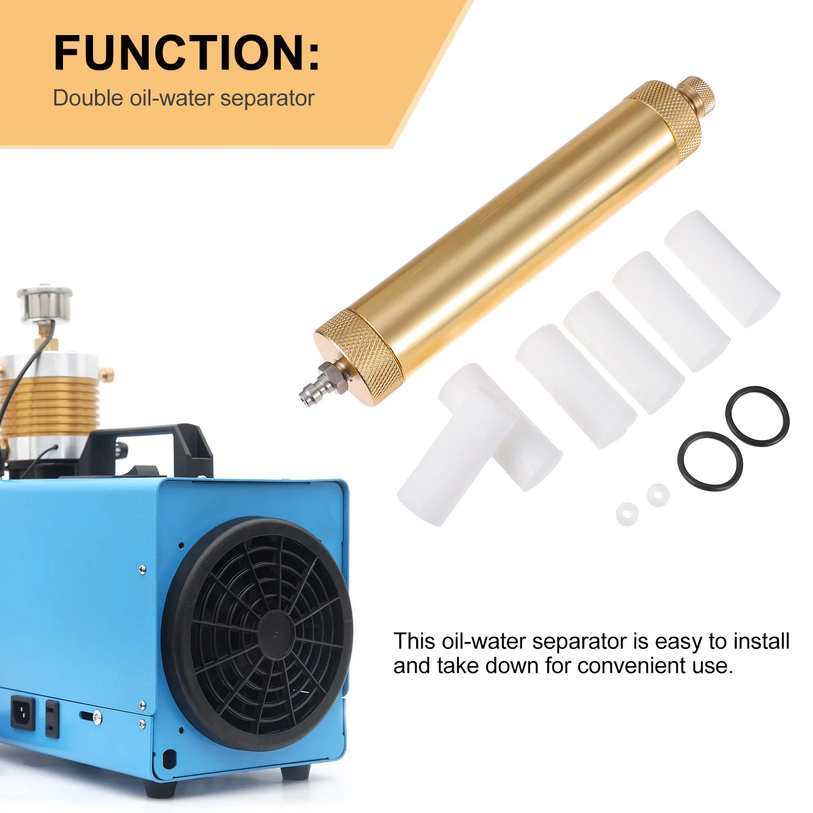

Golden Aluminium Alloy Oil Water Filter Separator for Air Compressor Long-Lasting Durable Easy Install Automatic Lubrication