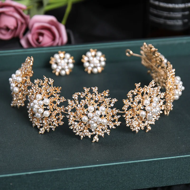 Retro Luxury Bridal Hairband Baroque Pearl crystals Headband Women tiaras and crowns Prom Girl Wedding HairHeaddress Accessories