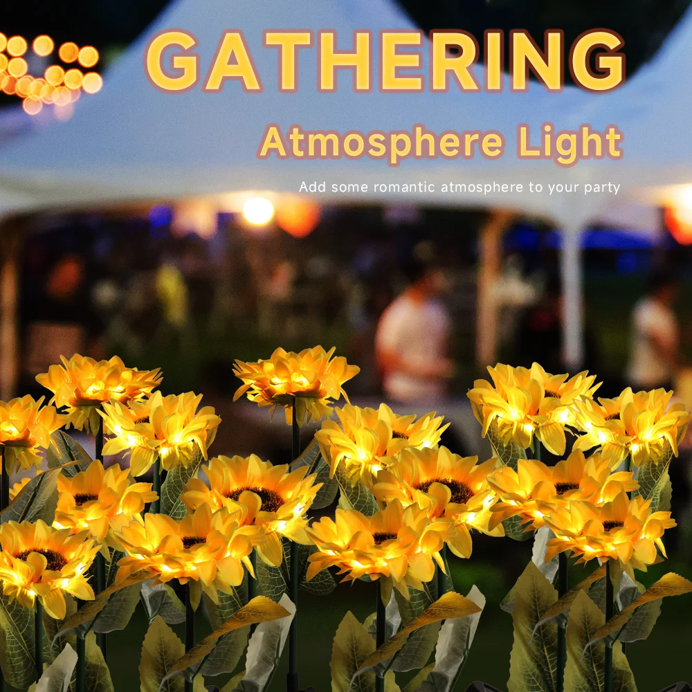 

1 head Sunflower Lights Solar Flower Lights Outdoor Garden Lamps Waterproof Decorative Stake Lights for Landscape Yard Patio