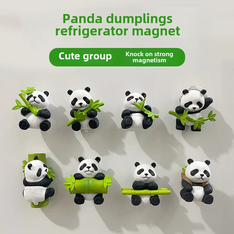 3D Panda Fridge Magnet Set 8 Pieces Decorative Home Decorations Travel Souvenirs Magnetic Ice Box Stickers