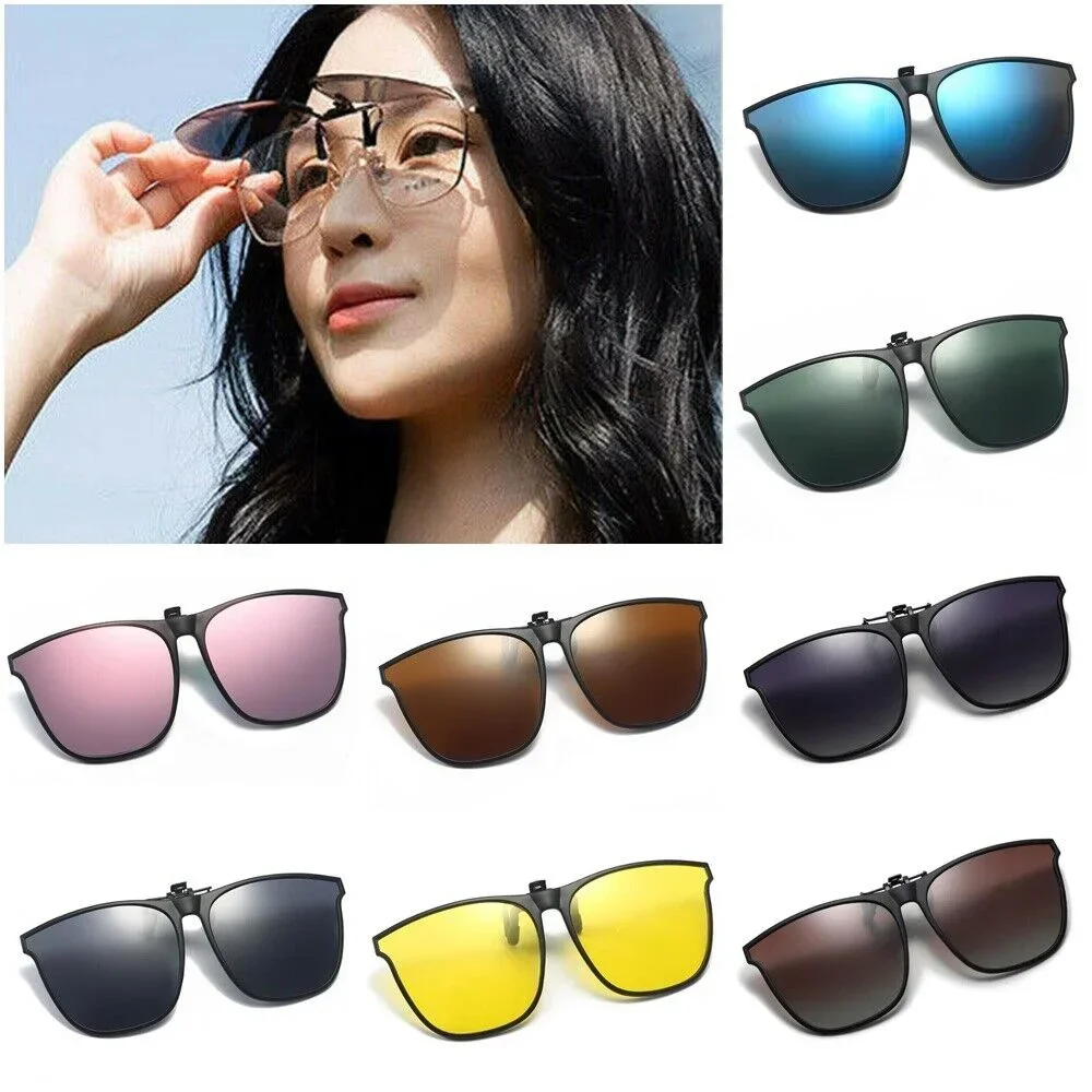 Unisex Polarized Cycling Clip On Sunglasses Men Flip Up Photochromic Sunglasses Mirror Blue Yellow Lens Driving Glasses Goggles