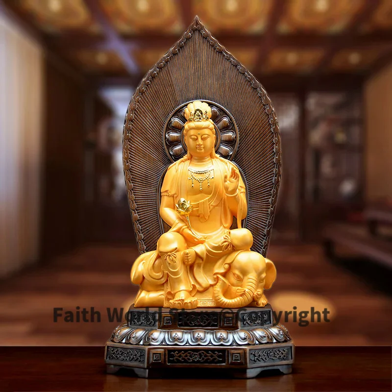 

34CM large # Greco-Buddhist HOME OFFICE efficacious Protection # Southeast Asia Thailand GOLDEN elephant GUAN YIN Buddha statue