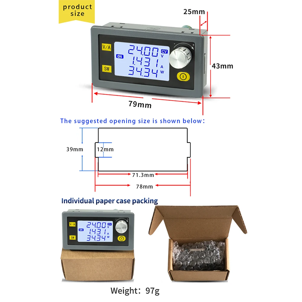 DC DC Buck Boost Converter CC CV 0.6-36V 5A 35W Power Module Adjustable Regulated Power Supply For Solar Battery Charging