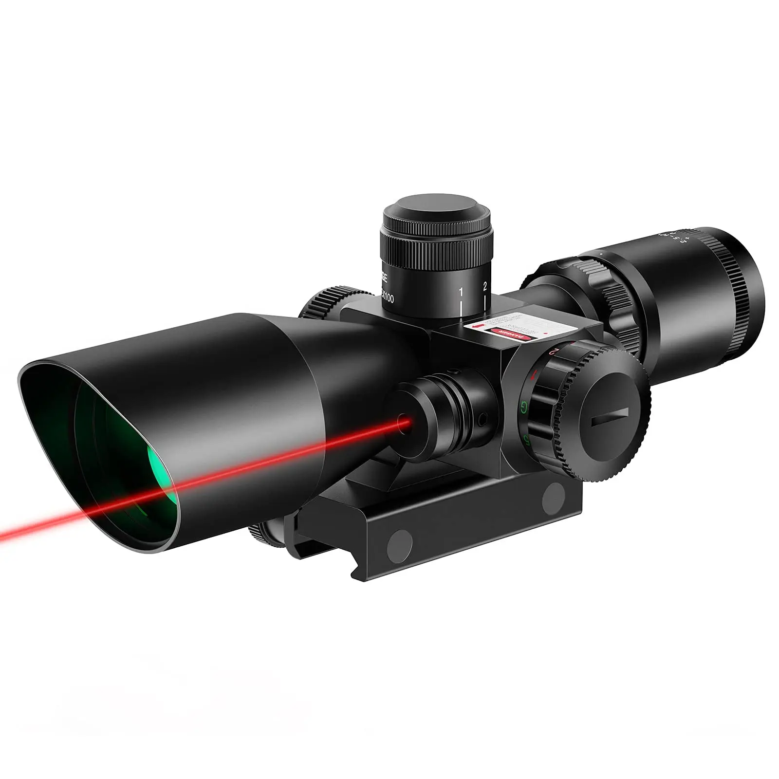 EZshoot 2.5-10x40 Rifle Scope Red Green Illuminated Mil-dot Gun Scope Green Laser Combo with 20mm Rail Hunting Accessory