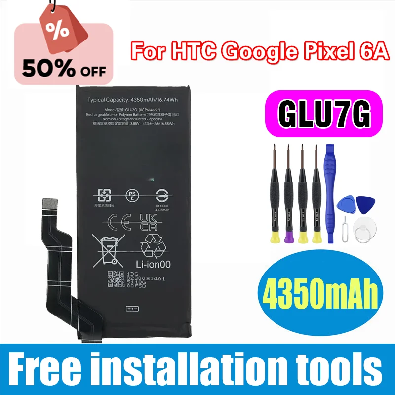 

High-Quality 4350mAh GLU7G Mobile Phone Batteries Replacement Battery For HTC Google Pixel 6A