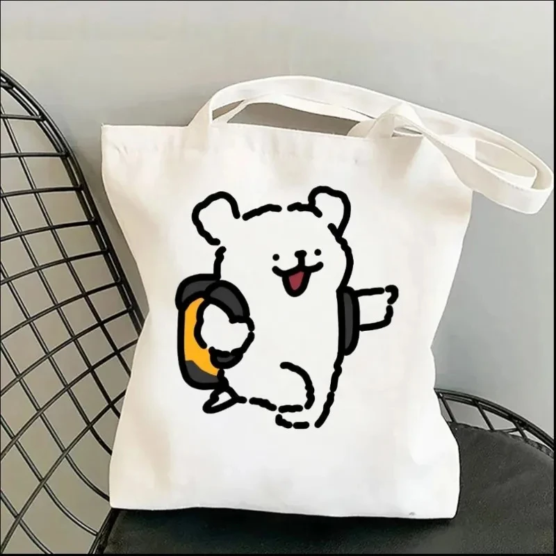 

Amusing Line Dog Ladies Canvas Tote Casual Shoulder Bag Eco-friendly Large Capacity Portable Travel Shopping Bag Schoolbag