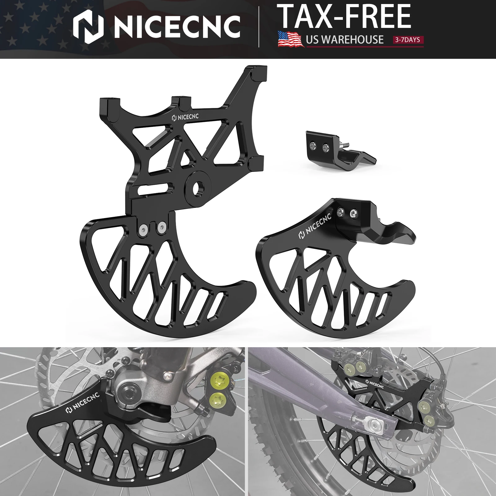 

(US Stock) For Surron Light Bee X Front Rear Brake Disc Guard Front Fork Leg Rear Caliper Cover Kit For Sur-Ron Light Bee S L1E