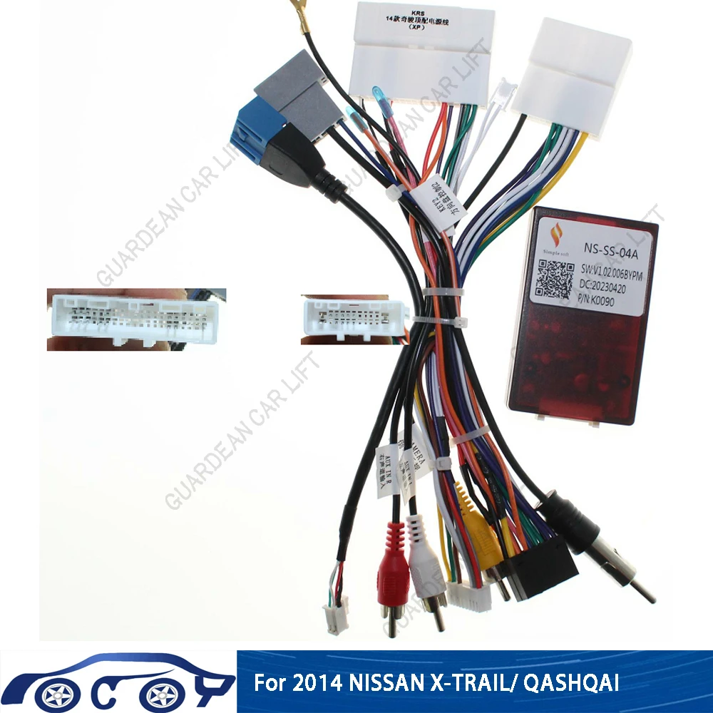 For 2014 Nissan X-Trail/ Qashqa Car Audio 16 Pin Car Wiring Harness Adapter With Canbus 2Din Head Unit Stereo Plug Wiring Cable