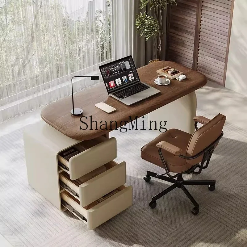 

CL high sense wood desk household retractable minimalist cream wound ancient desk