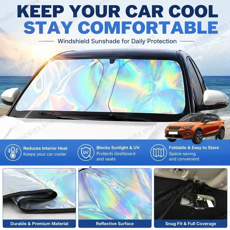 

For SEAT Arona Foldable Windshield Sun Shade UV Protection Reflective Car Sunshade Interior Accessory Heat Blocking Cooling