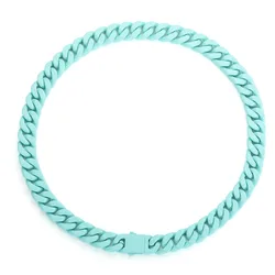 316L Stainless Steel Lacquer Choker Necklace Men Women 12mm Iced Out Pink Black Orange Cuban Chain Orange Hip Hop Jewelry  40cm