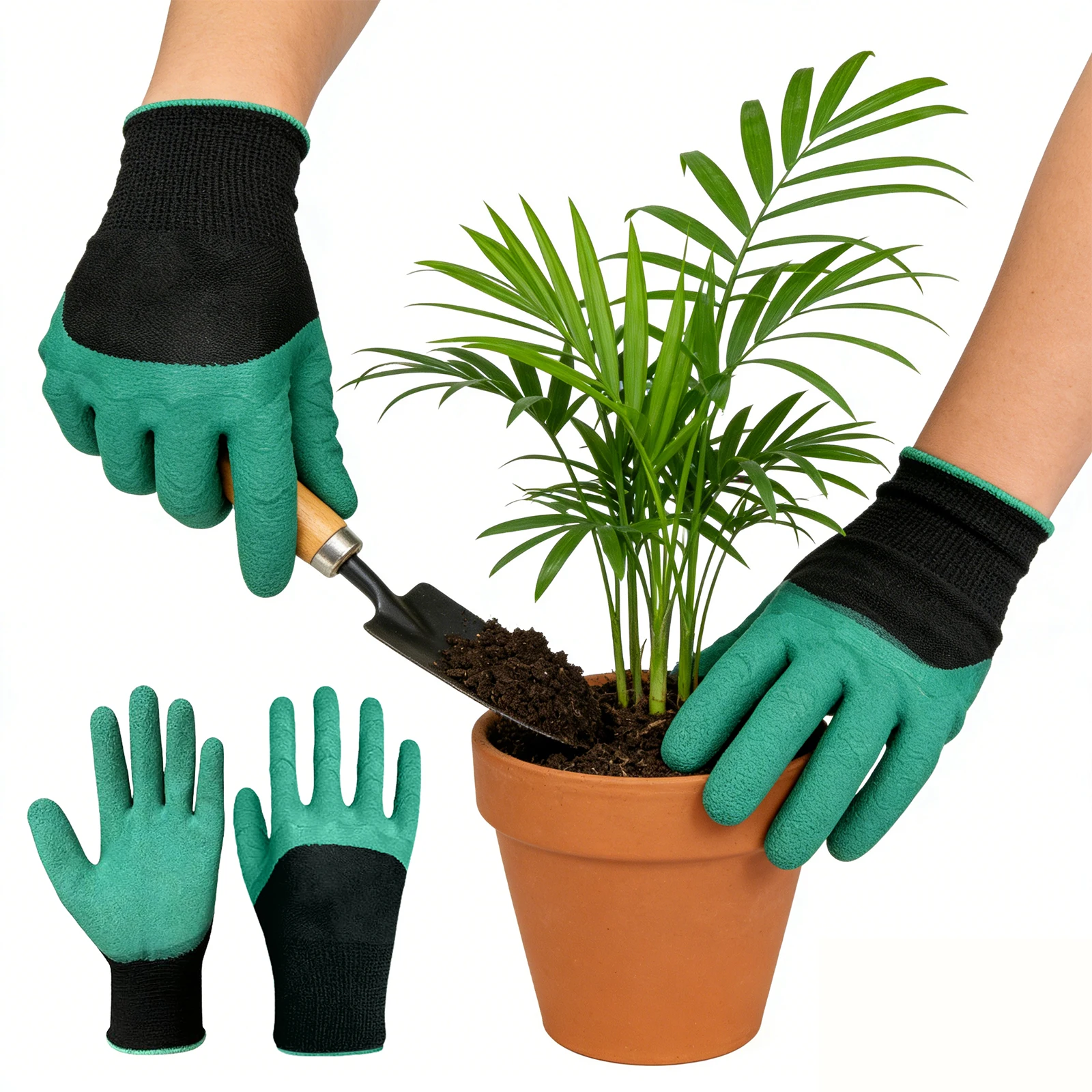Gardening Gloves Thickened Latex Coated Labor Protection Glove Waterproof Wear-Resistant Work Mitts for Digging Planting Weeding