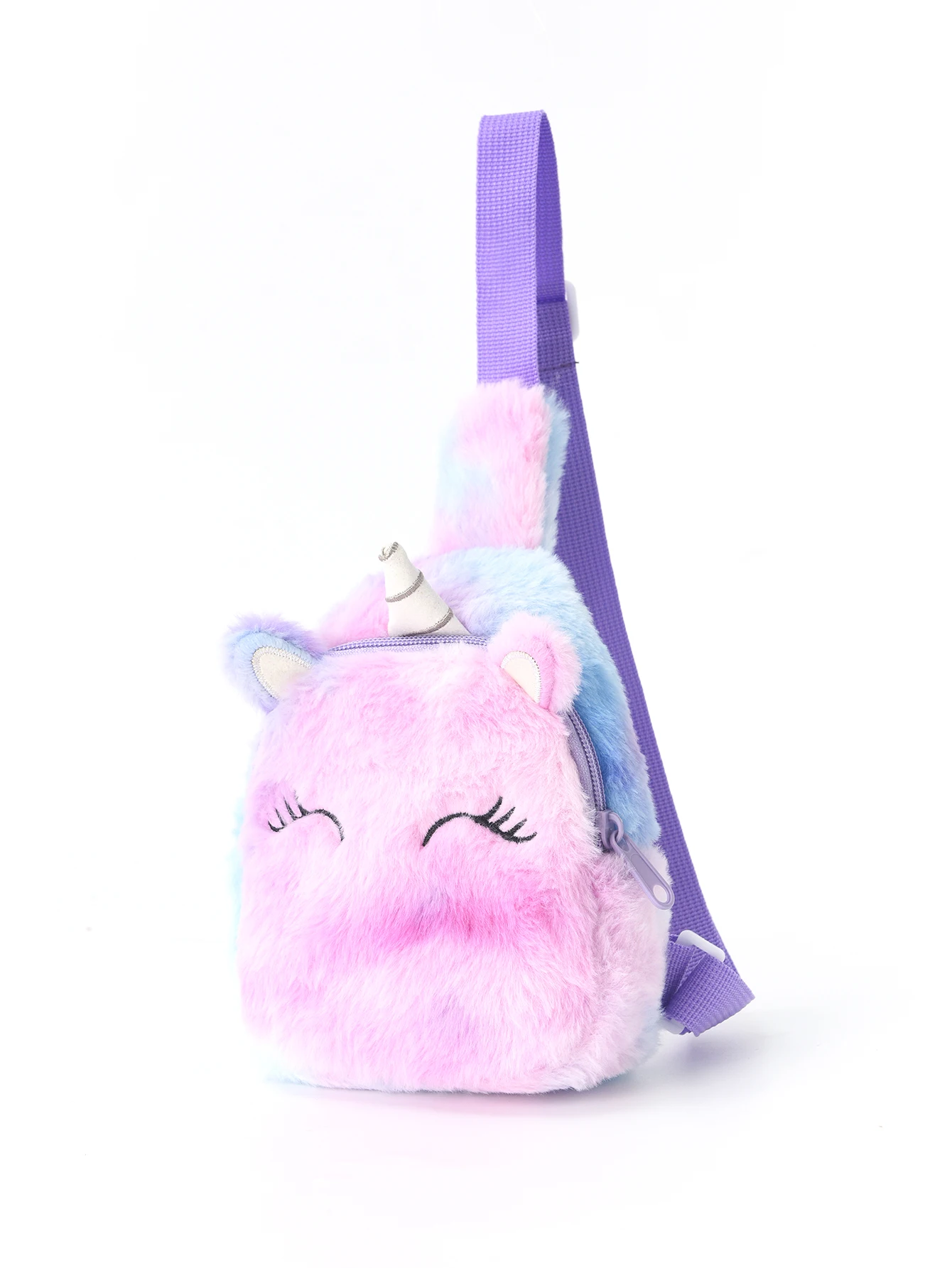 1 Pc Girls Cute Cartoon Plush Unicorn Children\'S Chest Bag Shoulder Crossbody Bag, Colorful Plush Storage Bag For Daily