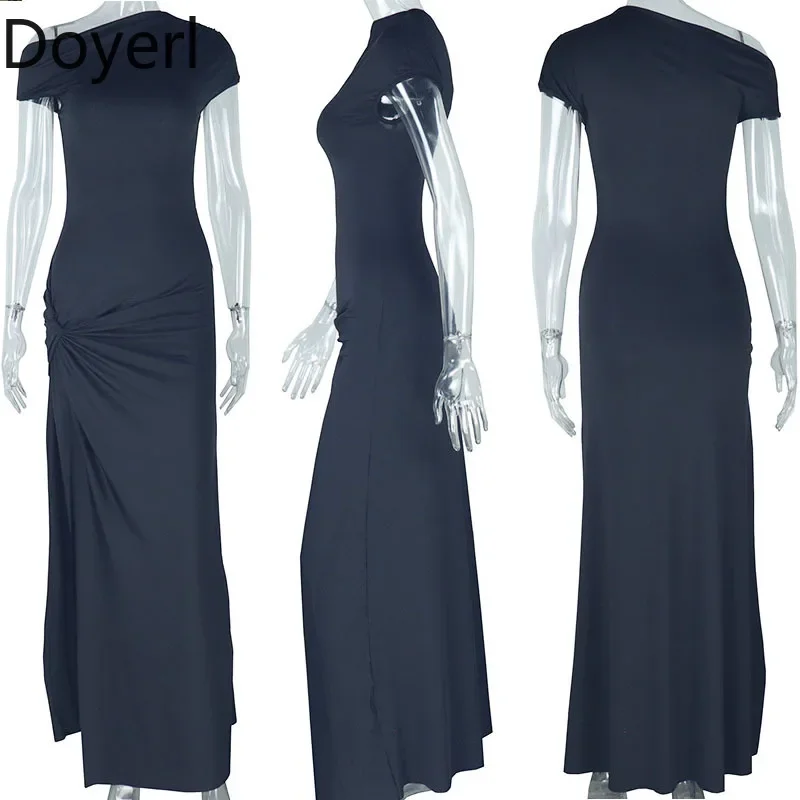 도이어르 우아한 오프숄더 파티 롱 드레스 여성 생일 나이트클럽 드레이핑 하이 슬릿 A라인 프롬 맥시 드레스 섹시 여성 의류