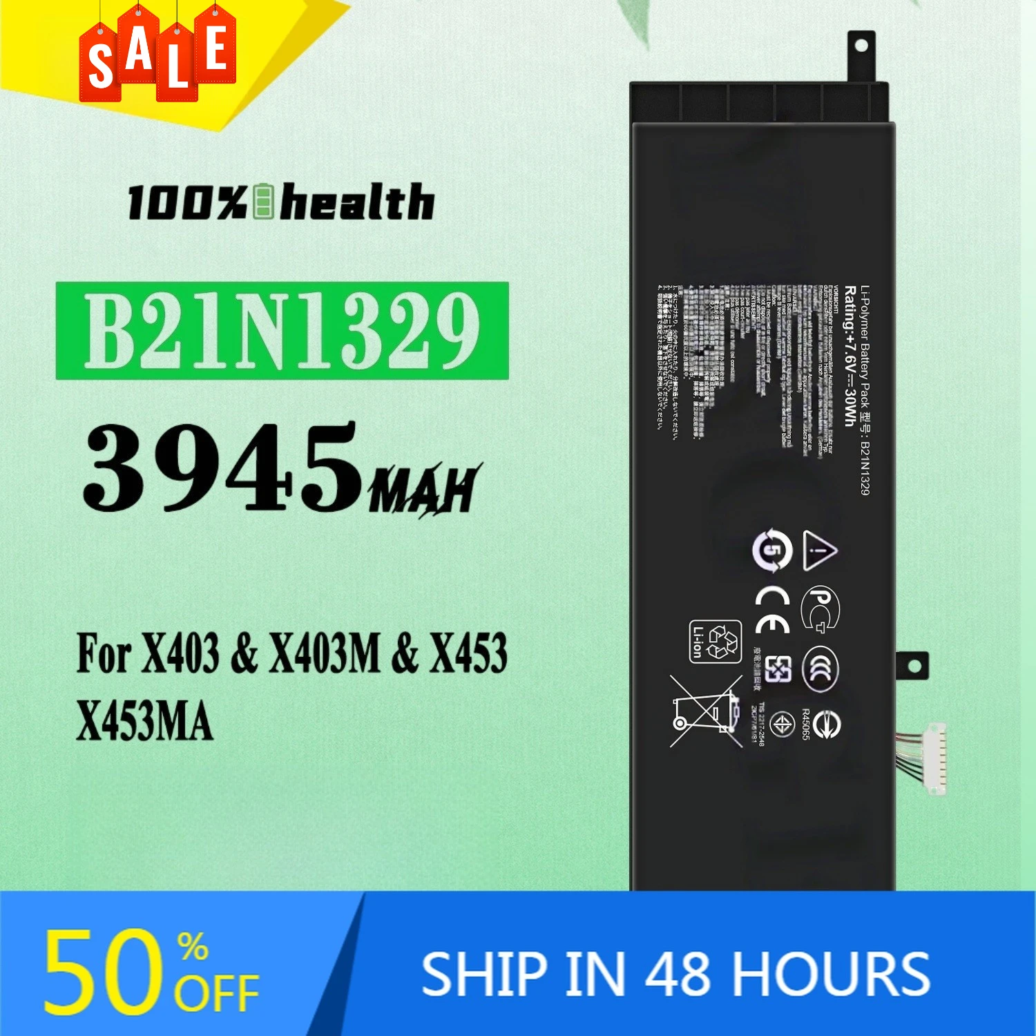 

B21N1329 3945mAh Laptop Battery for ASUS X403 X403M X453 X453MA Lithium Rechargeable Battery