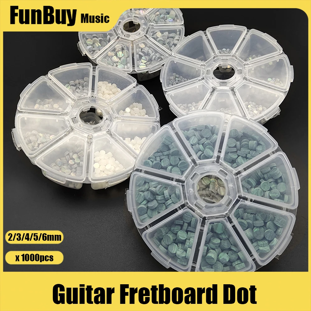 1000pcs 2/3/4/5/6*2mm Abalone Shell Guitar Fretboard Dots Colourful Abalone Shell Fingerboard Neck Inlay Dot Guitar Accessories