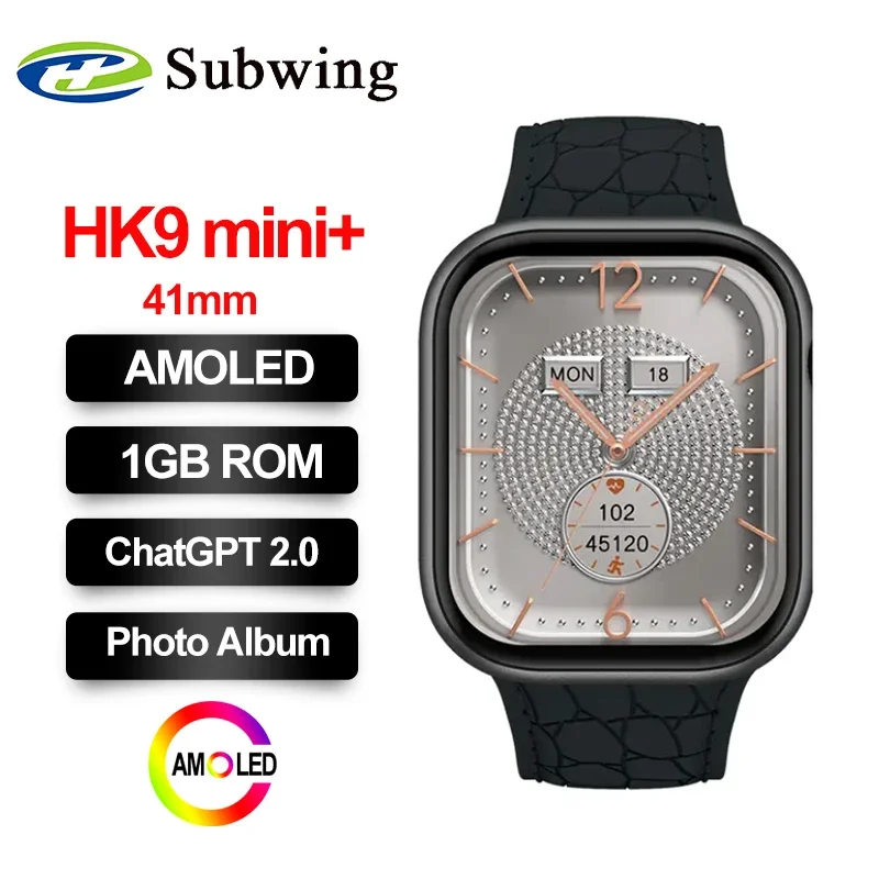 2024 New HK9 Mini+ AMOLED Smart Watch Photo Album Local Music TWS Men Women ChatGPT NFC Smartwatch 1GB ROM for Android IOS