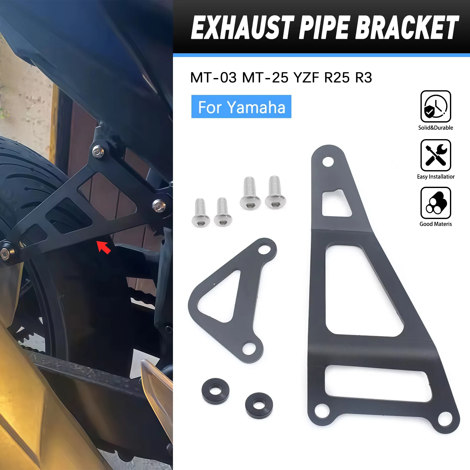 Motorcycle Exhaust Pipe Hanger Bracket Rear Footrests Holder Plate Stand Accessories For MT-03 MT03 MT-25 MT25 YZF R3 YZF R25