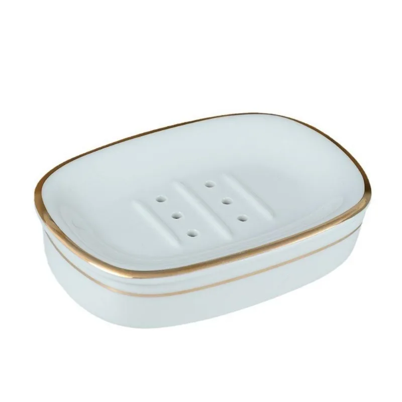 Simple Irregular Stripes Perforated Soap Box Luxury Ceramic Household Drain Soap Dish Washstand Gargle Cup Bathroom Accessories