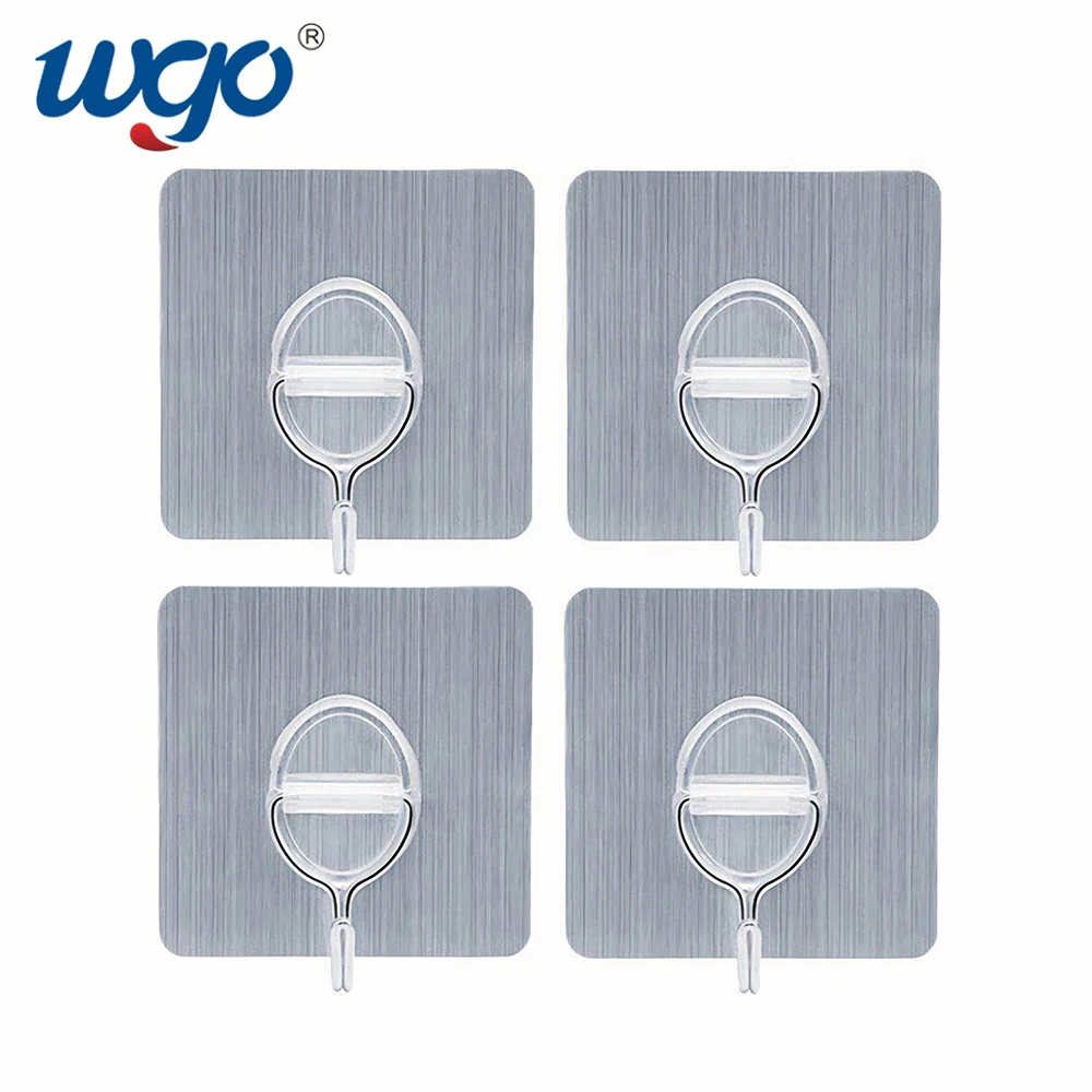 

Wgo No Residue Self-adhesive Wall Hooks 304 Stainless Steel Door Wall Towel Hanger for kitchen Bathroom Accessories