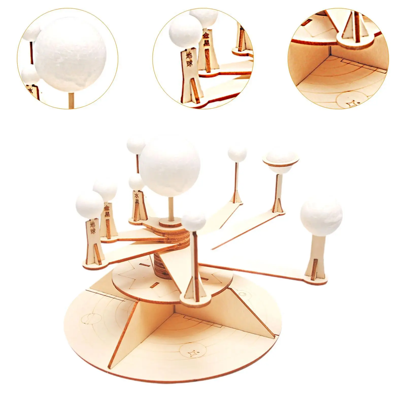 Kit de madera con tallo hecho a mano, experimentos de bricolaje, juguetes científicos, Kit de modelo de sistema Solar para niños de primaria