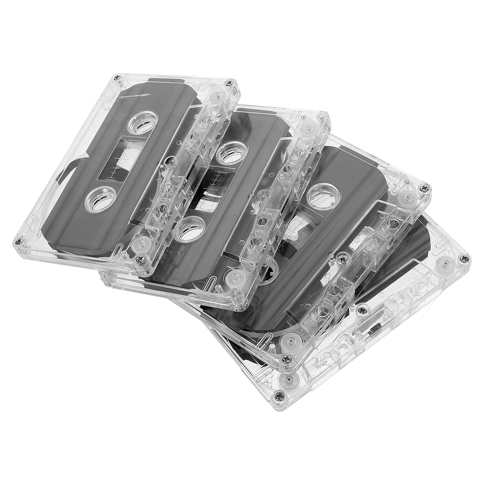 

4pcs Blank Cassette Tapes 30 Minute Retro DIY Party Messages Transparent Hard Case Audio Tape Storage Music Cassettes