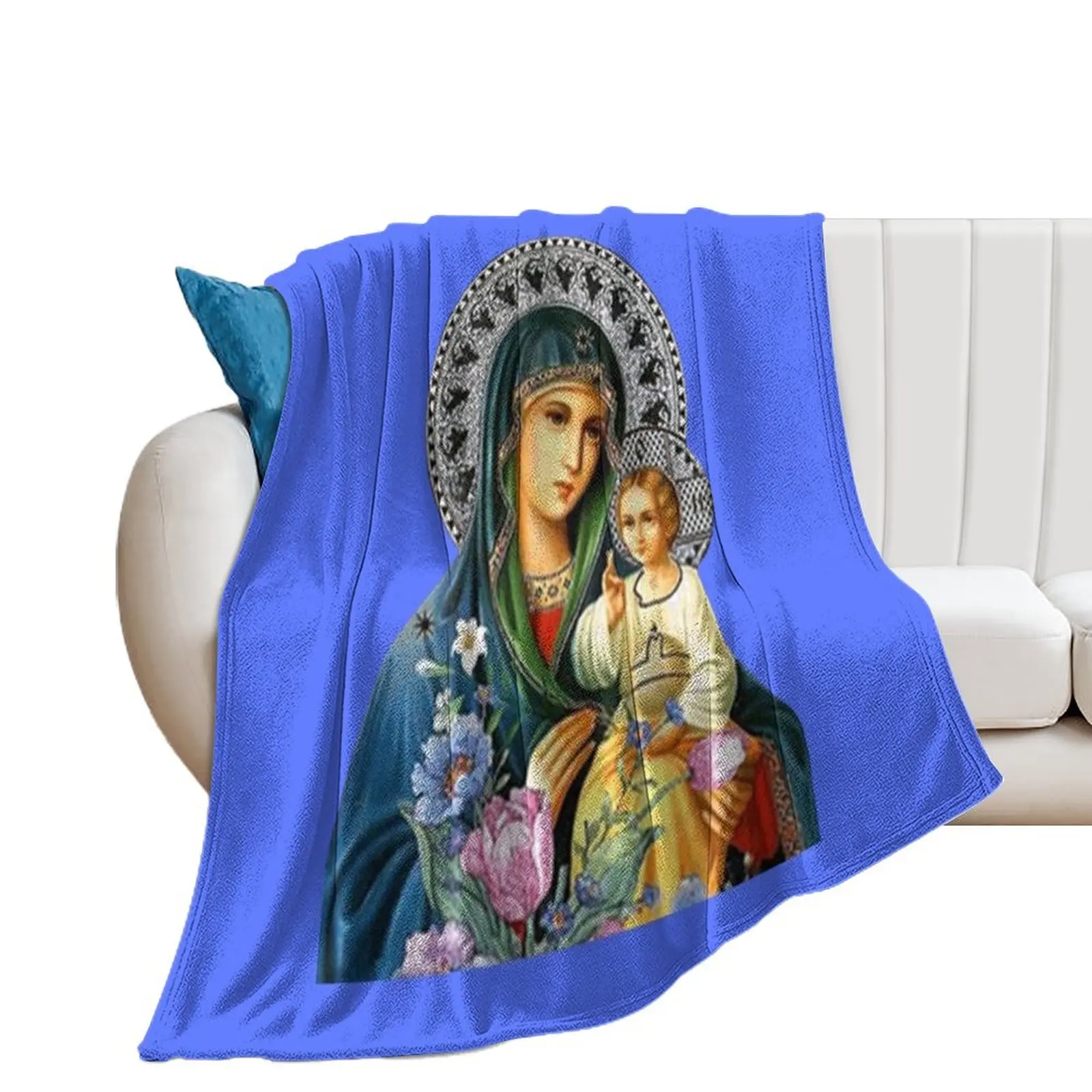 

The Mother of God; Virgin Mary Throw Blanket Furrys Decorative Sofas Soft Big Blankets