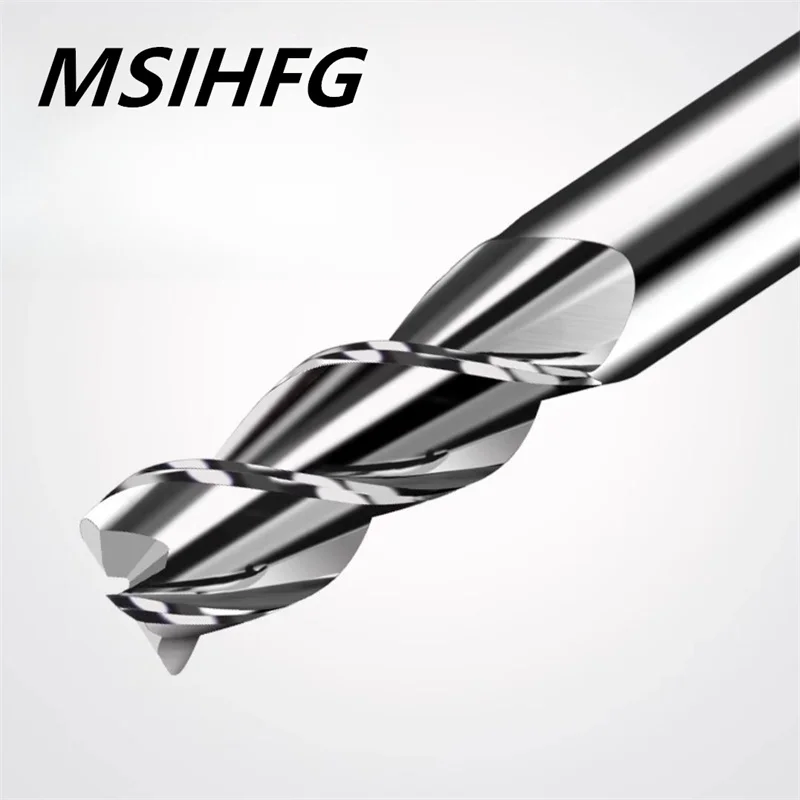 HRC55 CNC Carbide Round Nose Millling Cutter Tungsten 3 Flute Metal Steel Machining Tool Key Face Square Router Bit 6 8 12 Shank